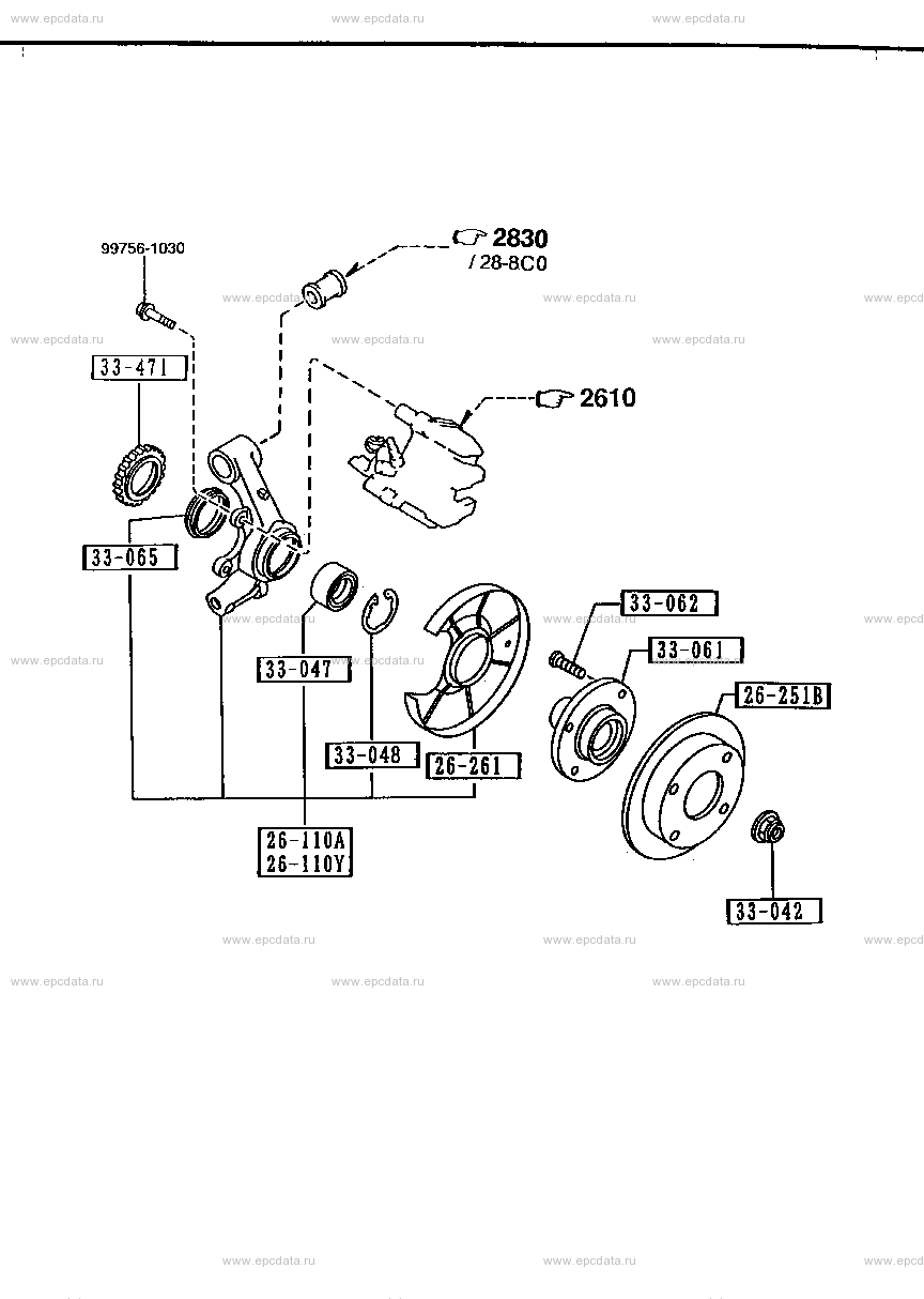 Задняя ось для Mazda Roadster NA, 1 поколение 09.1989 - 12.1997 - Запчасти  для Mazda - Каталоги оригинальных запчастей - Амаяма (Amayama)