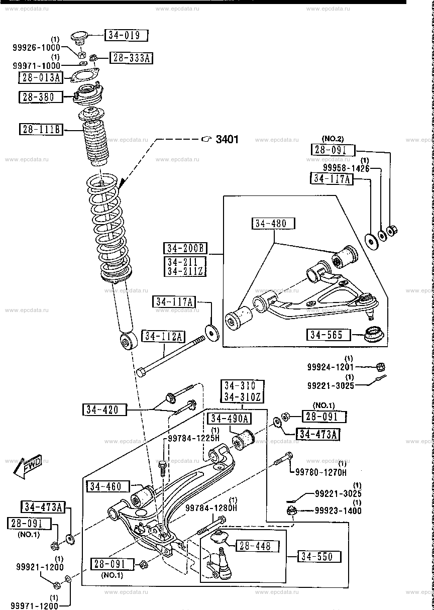 Front Suspension Mechanism For Mazda Roadster Na, 1 Generation 09.1989 