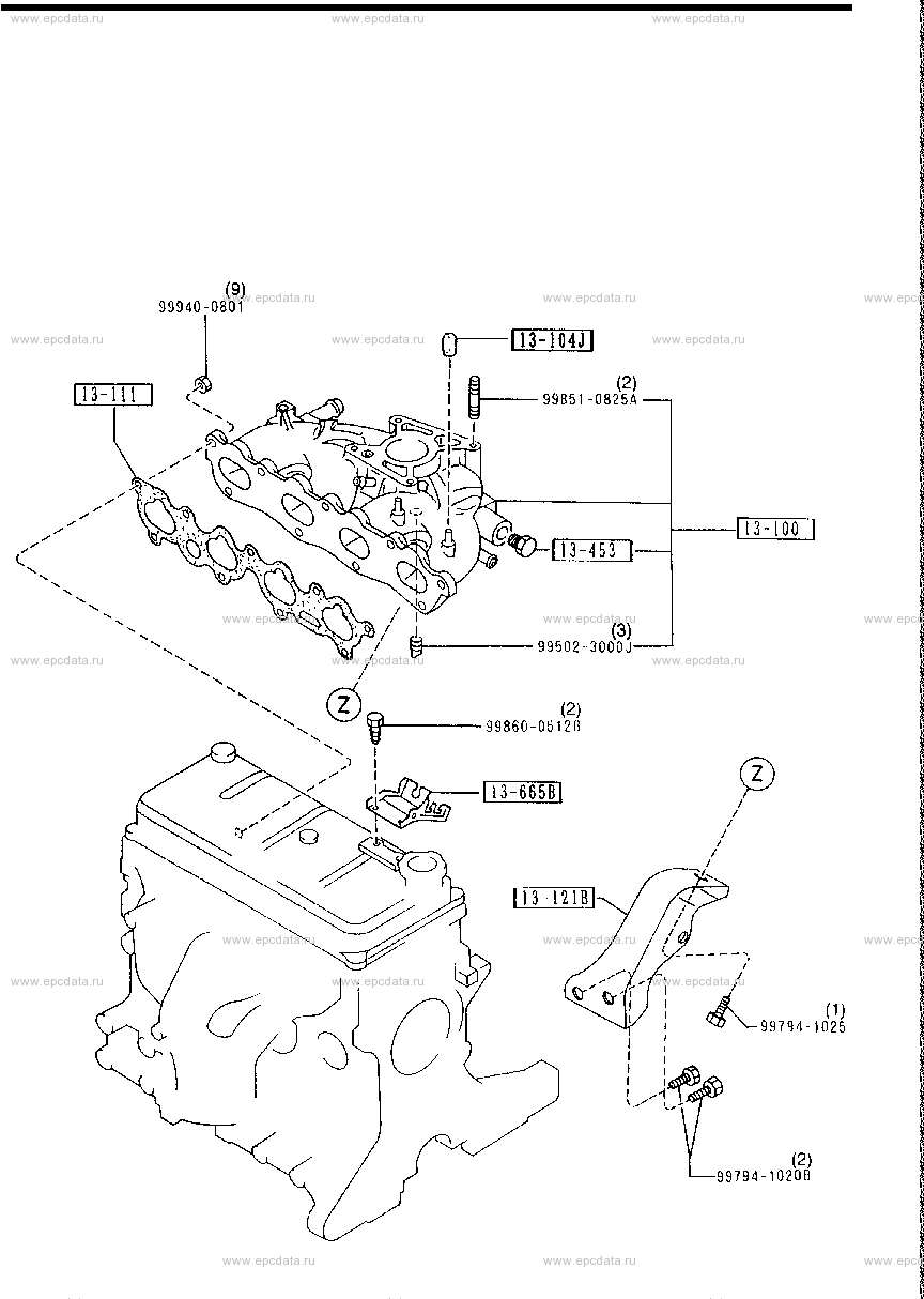 Inlet manifold for Mazda Familia BG, 7 generation 02.1989 - 12.1990 ...