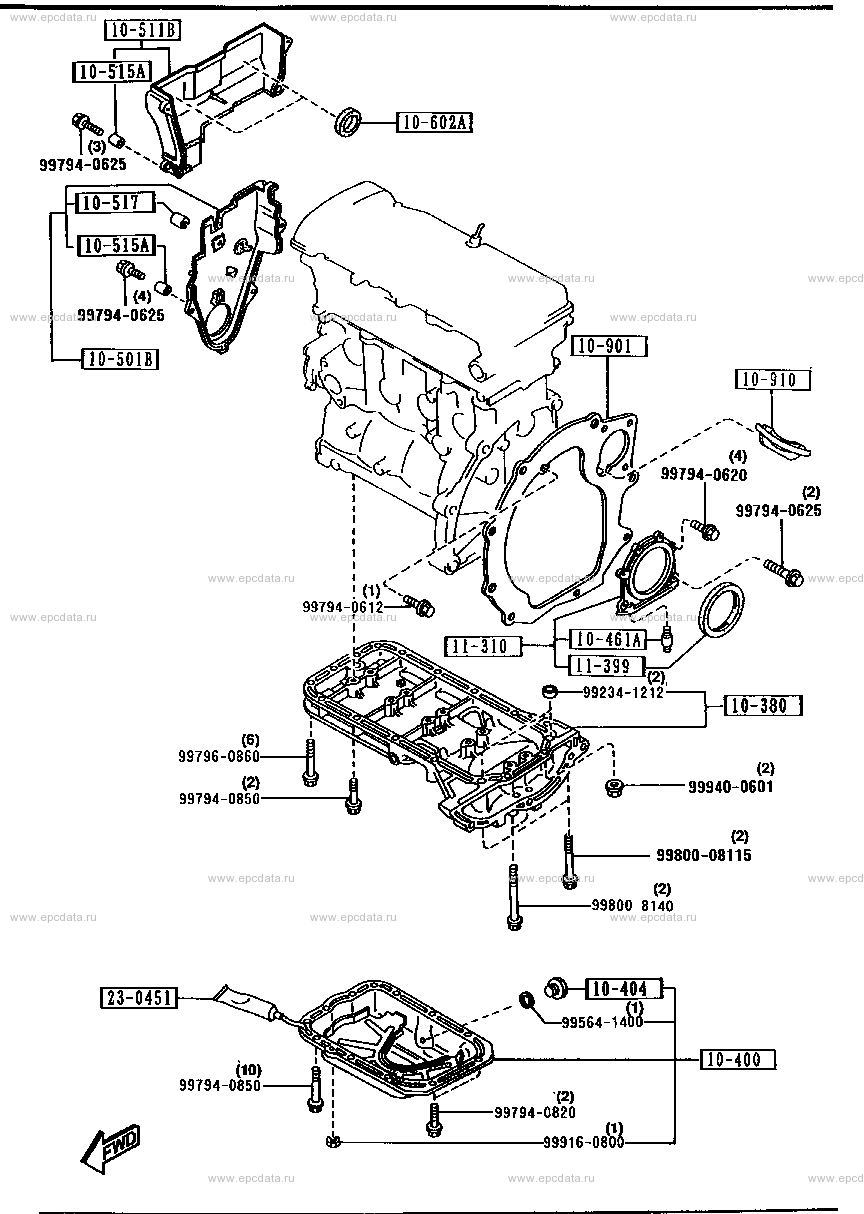 Oil pan & timing cover (gasoline)(4-cylinder)