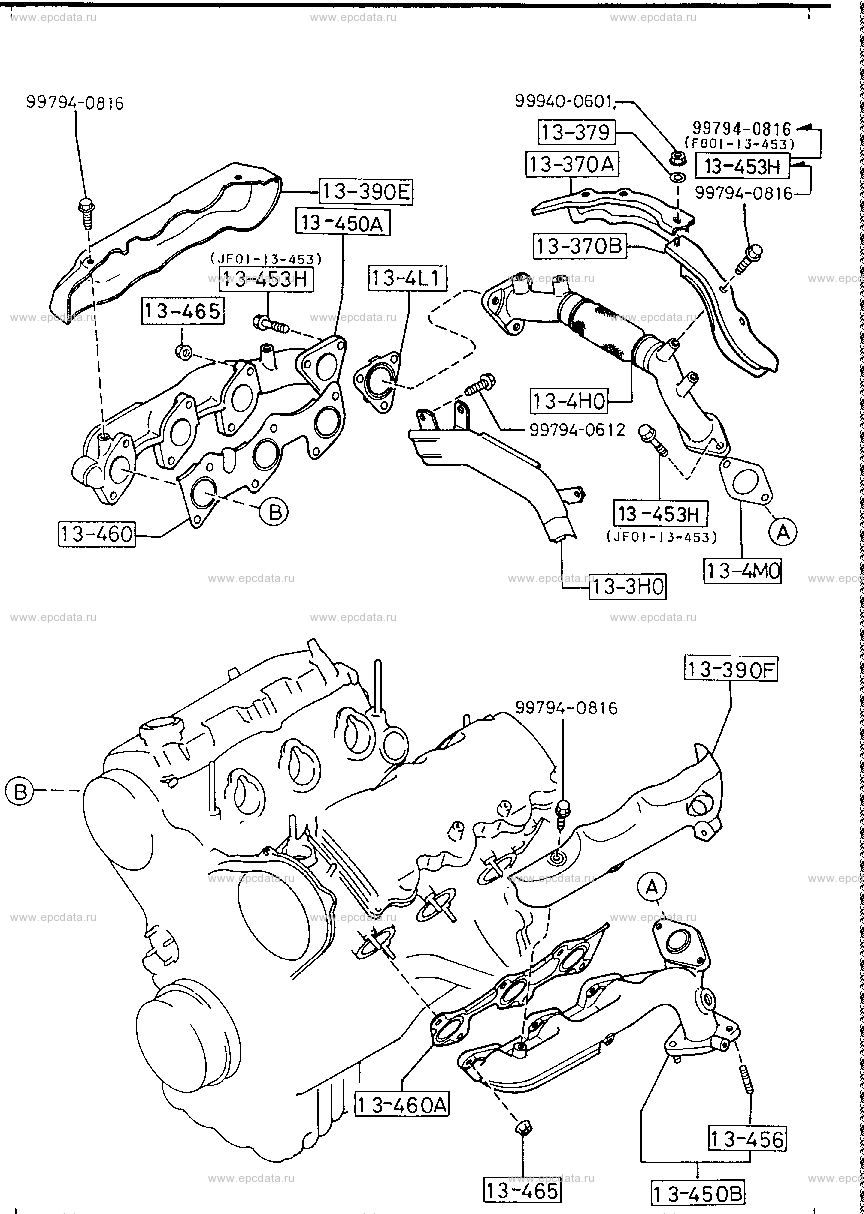 Exhaust manifold (reciprocating)(2000CC>6-cylinder >non-turbo)