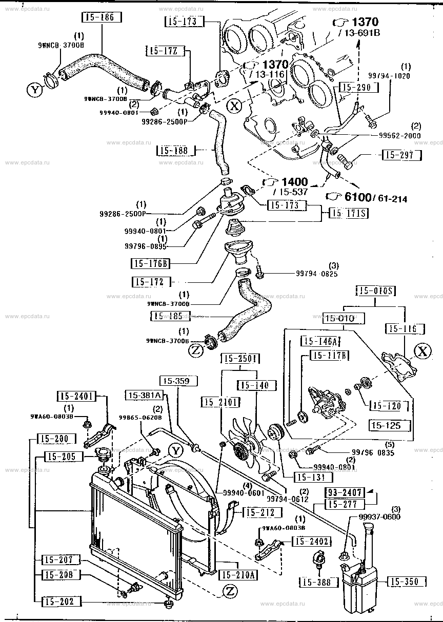 Cooling system for Mazda Sentia HD, 1 generation 05.1991 - 12.1993 