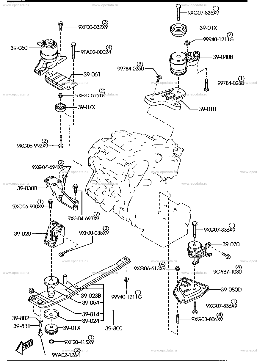 Engine & transmission mounting (3000CC)
