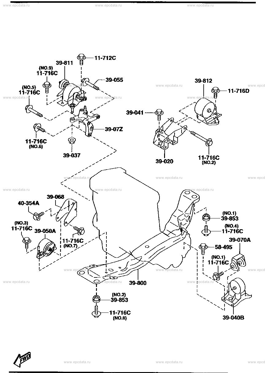 Engine & transmission mounting (gasoline)(1800CC)(MT)