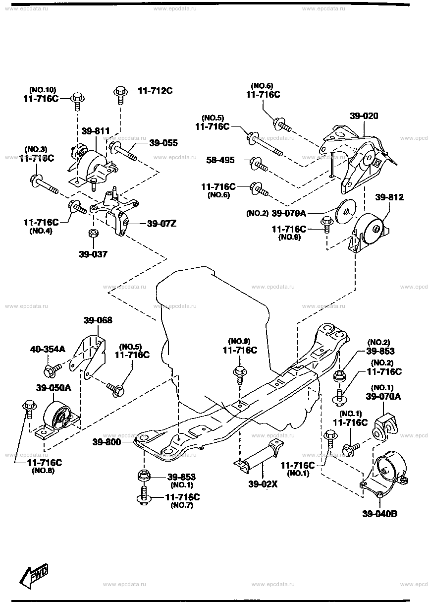 Engine & transmission mounting (gasoline)(1300CC)(MT)