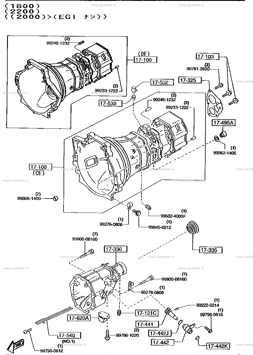 Manual transmission case (2WD)(1800CC,2000CC & 2200CC) (1800) (2200) ((2000)>(EGI A?))