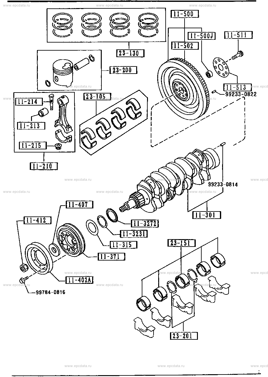 Piston, crankshaft and flywheel (4000CC)