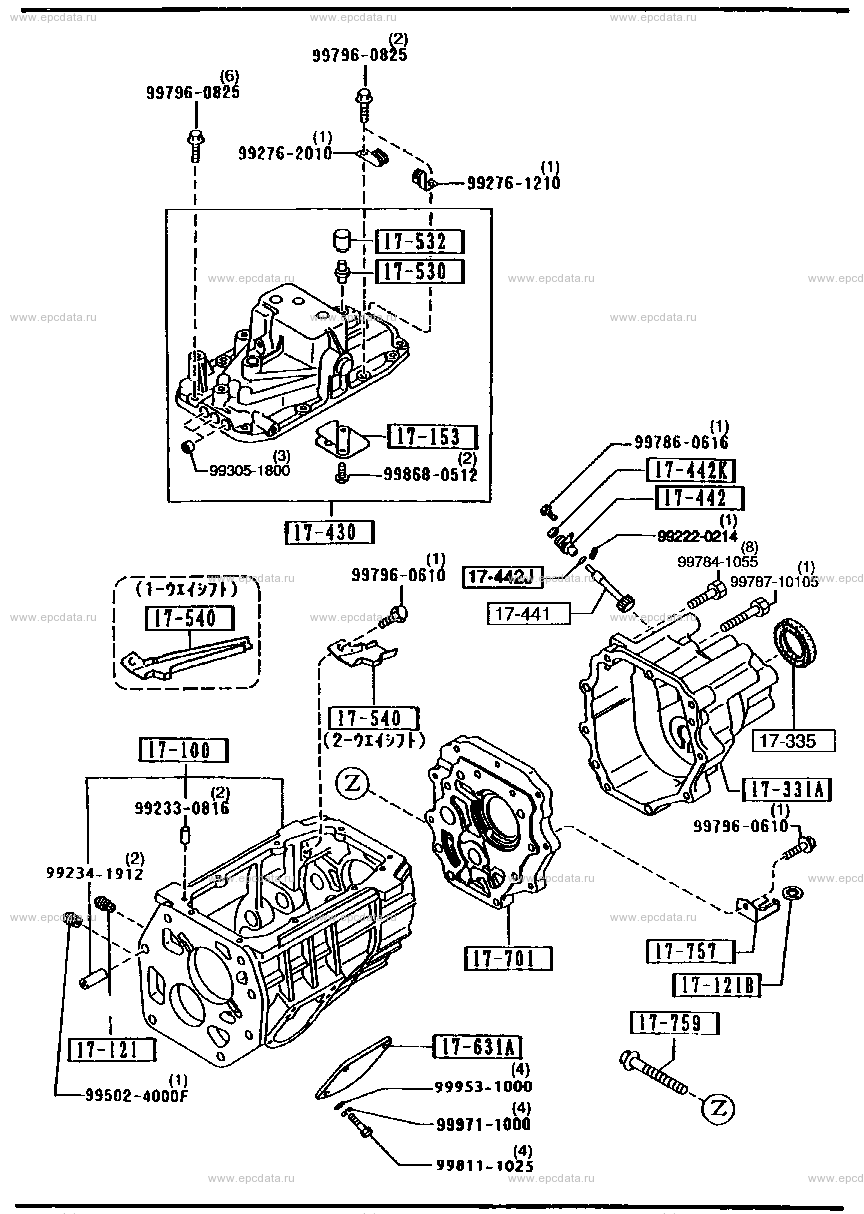 Manual transmission case (3000cc & 3500cc)(non-turbo)(2wd) for 