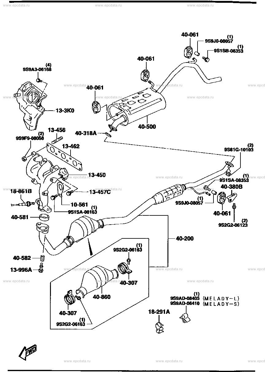 Exhaust system (DOHC)