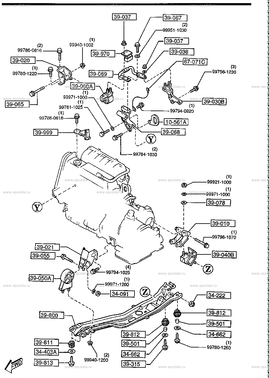 Engine & transmission mounting (diesel)
