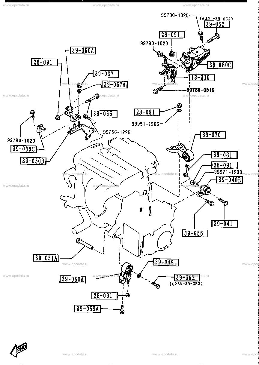 Engine & transmission mounting (AT) (gasoline)