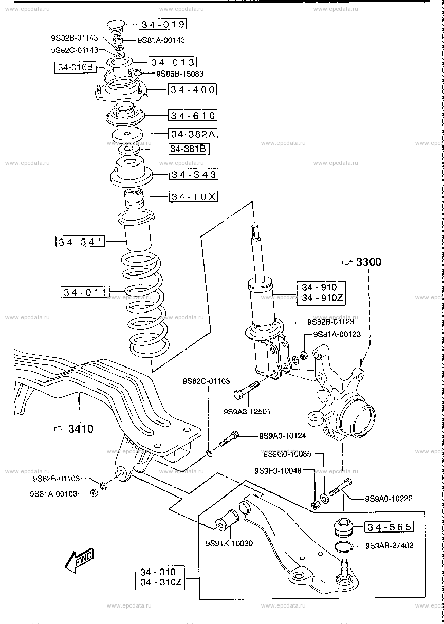 Front suspension mechanism (4WD)