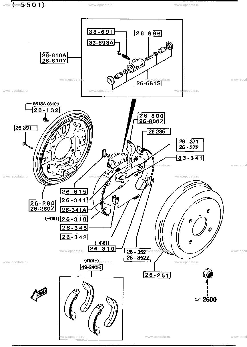 Rear brake mechanism (van) (-5501)