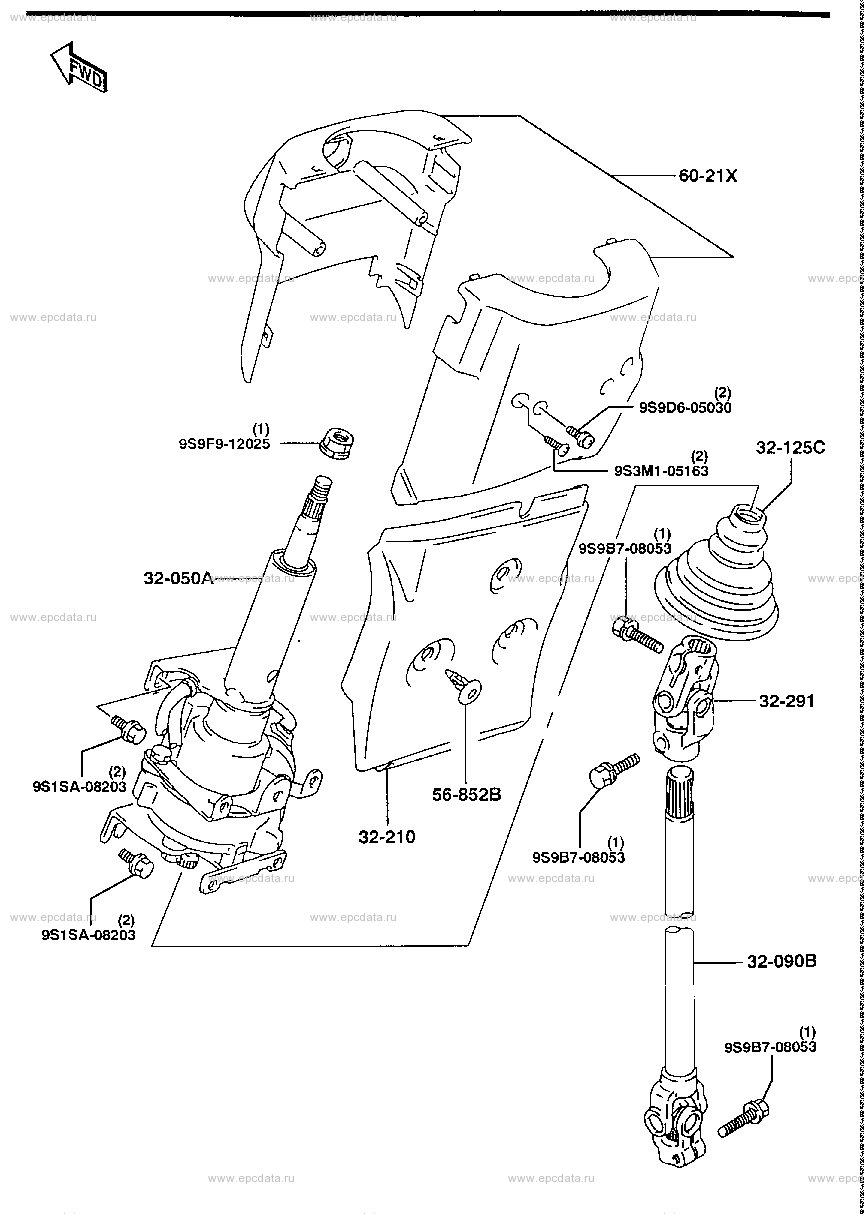 Steering column & shaft (van)(GA>NTT,BUSTER,STAND OFF & PA-LTD-2)