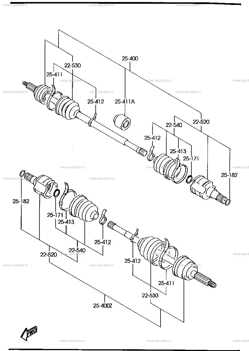 Front drive shaft (2WD)(MT)