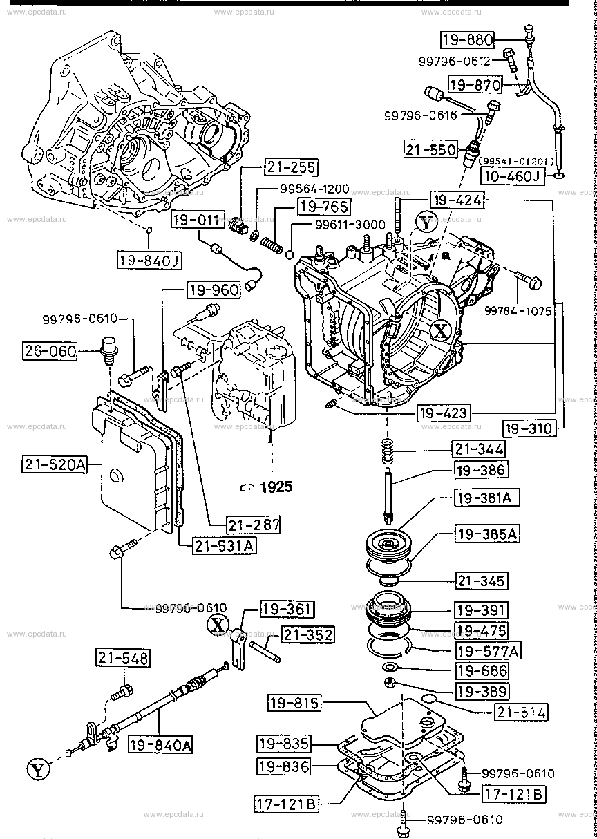 Transmission case & main control system (automatic transmission 4-speed) (gasoline)