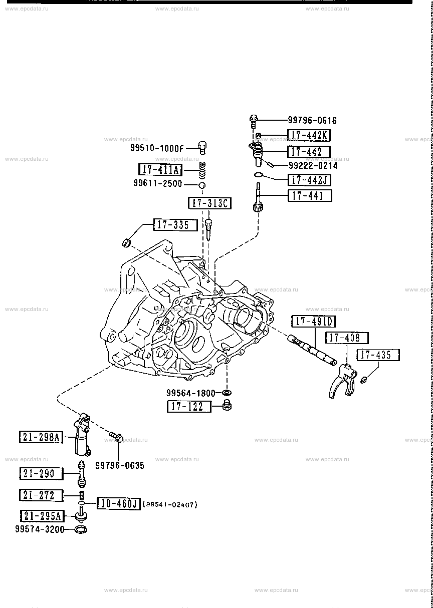 Transmission case & main control system (automatic transmission 4-speed) (gasoline)