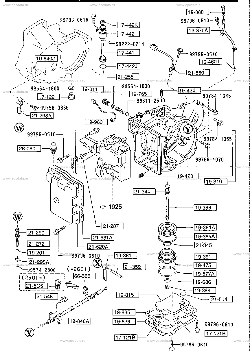 Transmission case & main control system (automatic transmission 4-speed) (diesel)