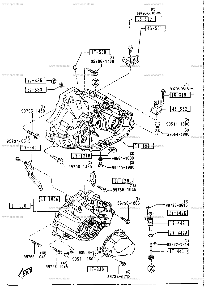 Transmission case (MT 5-speed) (2000CC)(4WD)