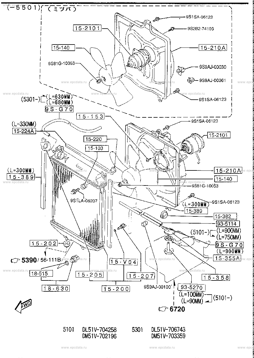 Cooling system (radiator) (van)(non-turbo)(carburettor) (-5501)