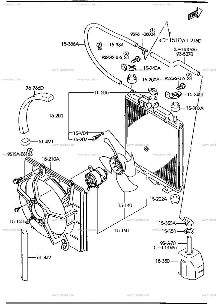 Cooling system for Mazda Scrum DG52, 3 generation 12.1999