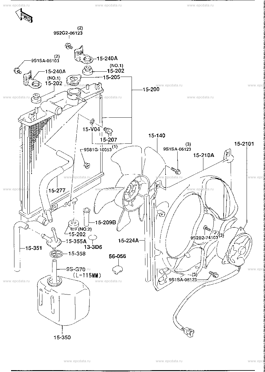 Radiator & cooling fan (non-turbo) for Mazda AZ-Wagon - Amayama