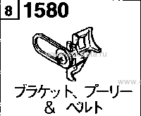 1580B - Bracket ,pulley & belt (gasoline)(2500cc)