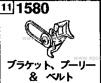 1580A - Bracket,pulley & belt (reciprocating)(6-cylinder) 