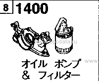 1400B - Oil pump & filter (gasoline)(2500cc)