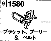 1580A - Bracket, pulley & belt (gasoline)(3000cc)