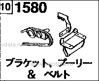 1580AA - Bracket, pulley & belt (diesel) (with air conditioner) 