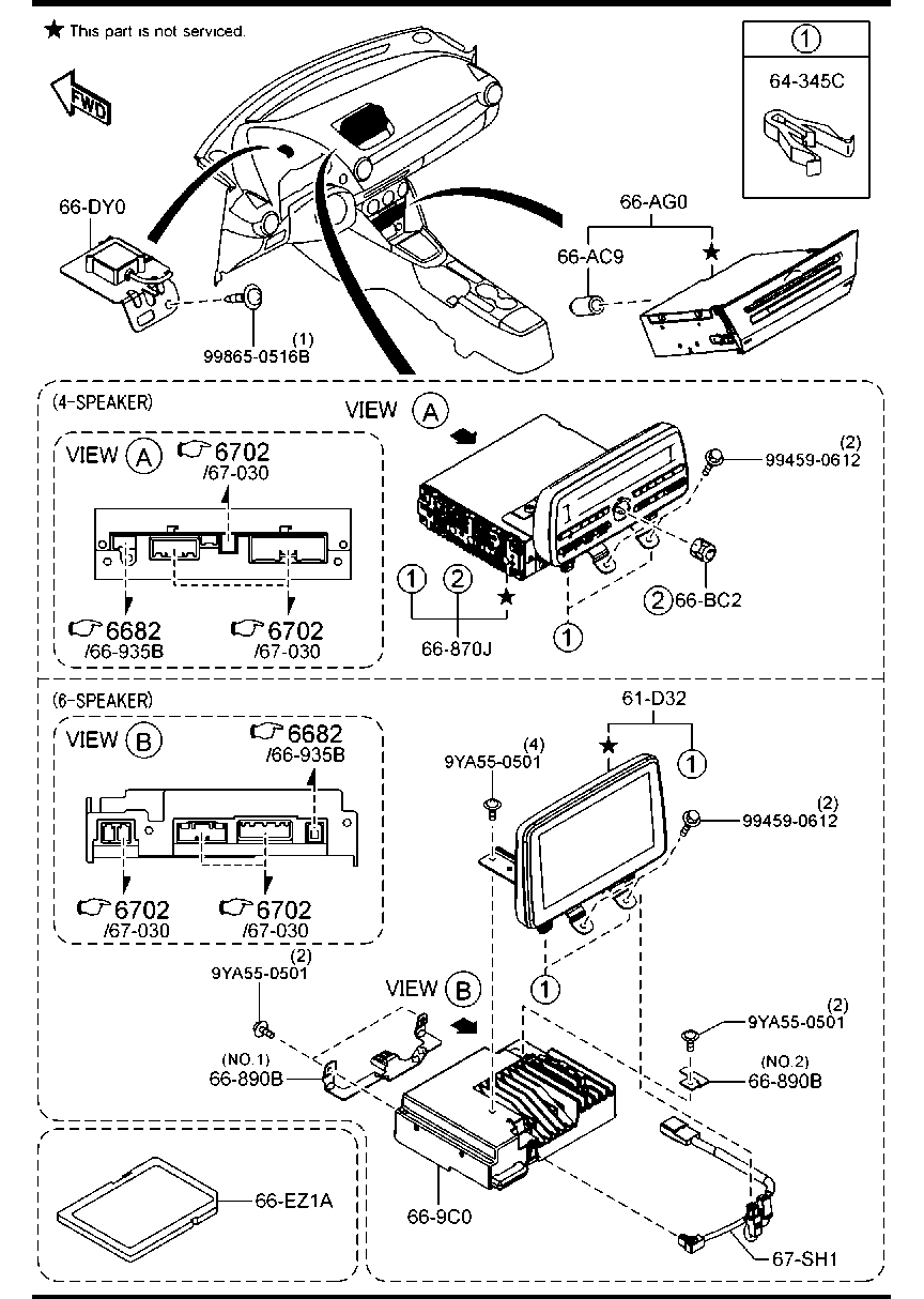 Audio systems (radio & tape deck) for Mazda Mazda2, 01.2015 spare
