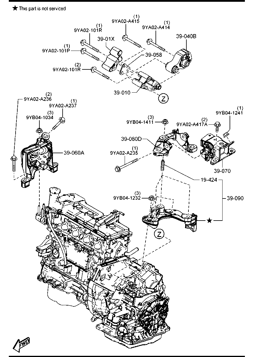 masyama3様追加分 Engine & transmission mountings (automatic transmission) (1600cc