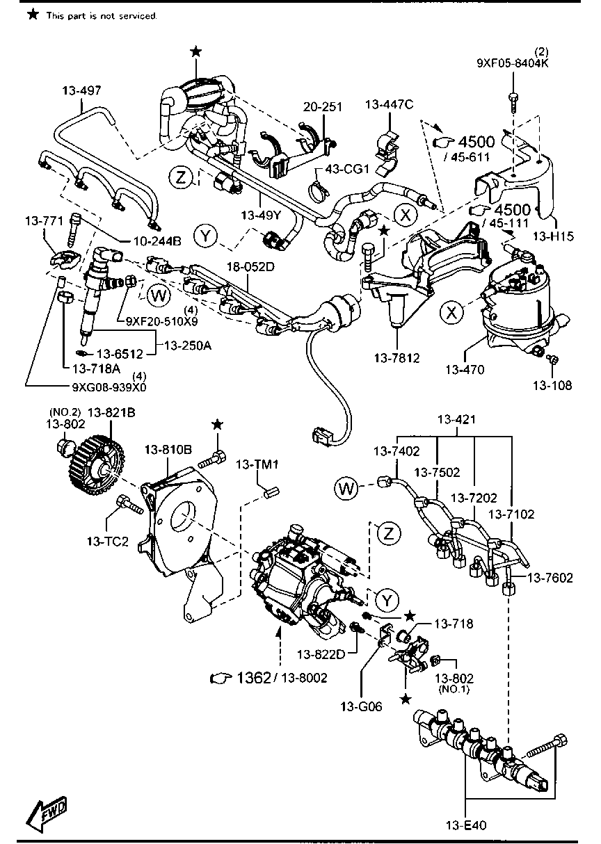 あずきページ Fuel system (diesel)(1400cc) for Mazda Mazda2, 06.2007 spare parts