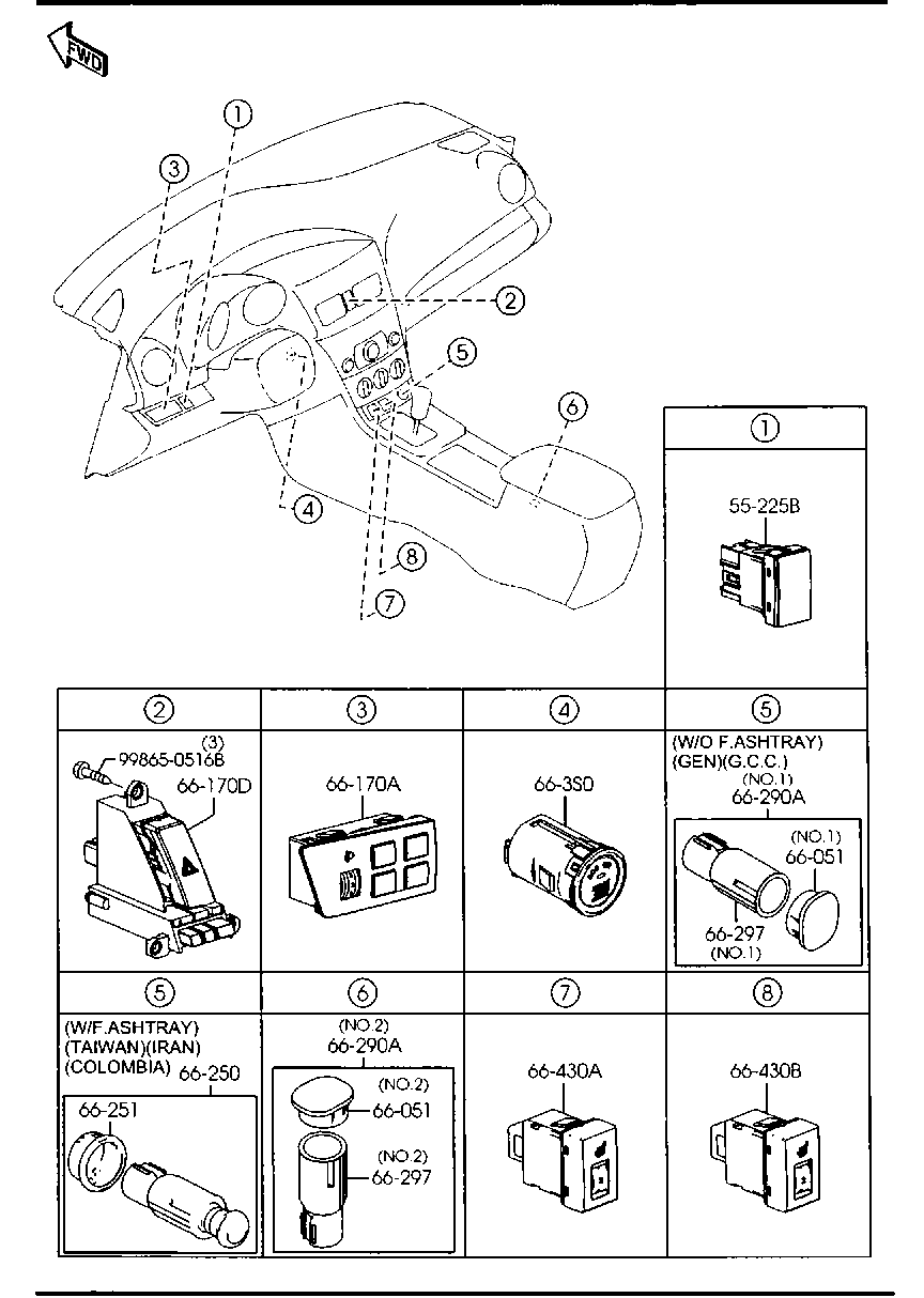 Dashboard switches for Mazda Mazda3 - Amayama