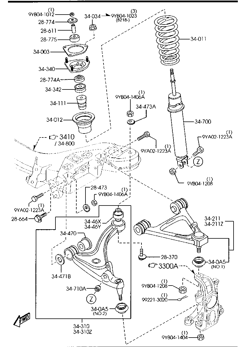 パーツ Mazda roadstar mk-5 1994 suspension Front suspension mechanisms for Mazda MX-5 Miata, 05.2005 spare