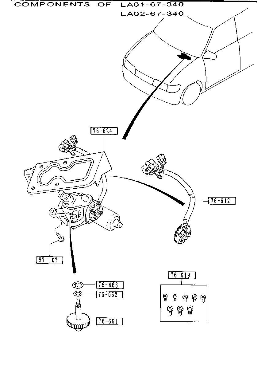 6740 - Wiper motor components (front)
