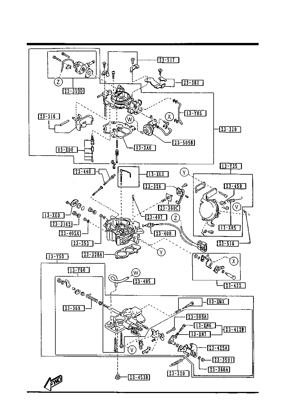 Carburetor components (1100cc) for Mazda 121 - Amayama