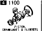 1100A - Piston, crankshaft & flywheel (2300cc)